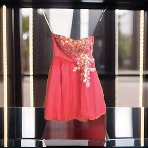 Riva Designs womans party Dress size 14 jeweled hot pink Cocktail sleeveless